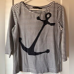 Outback Red Navy and White Striped Top